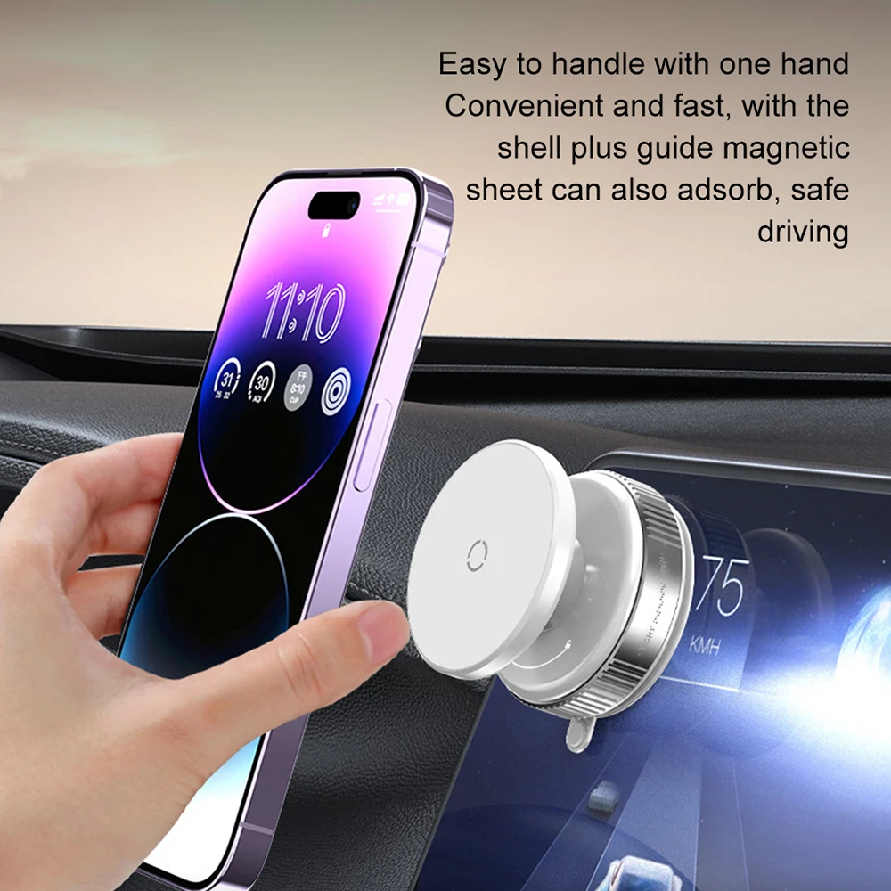 Vacuum Adsorption Magnet Phone Holder 360° Rotation Strong Magnetic Stand Foldable Car Mount Suction Cup GPS Navigation Bracket