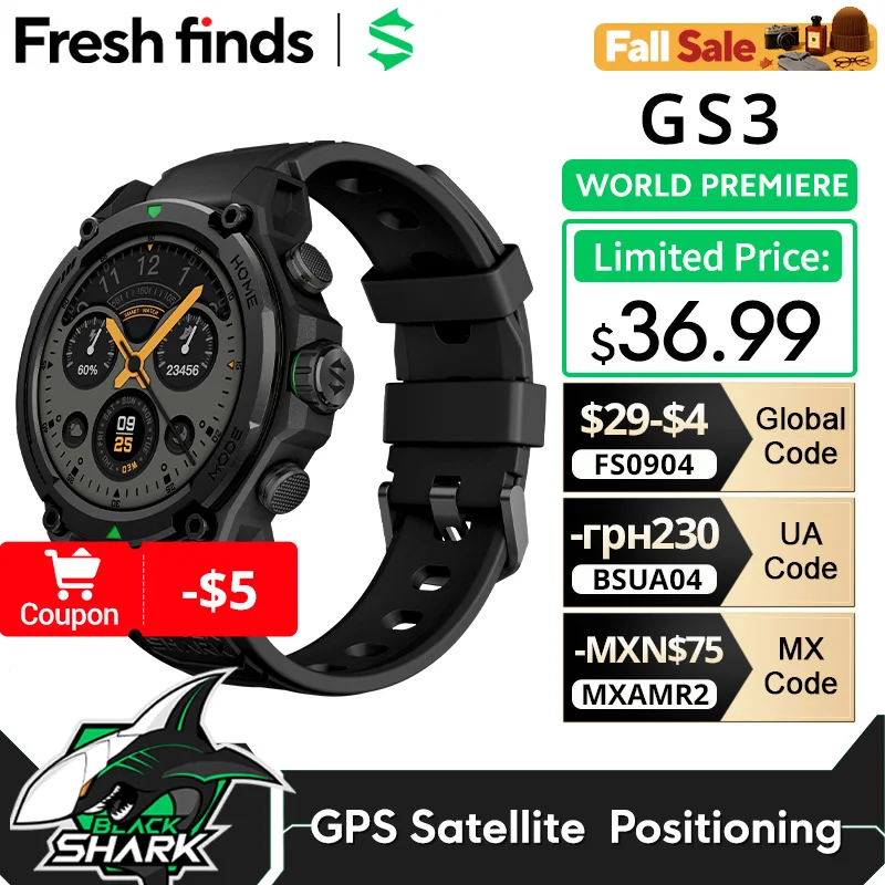 [World Premiere]Blackshark GS3 Smart Watch Global Version 1.43"AMOLED Display GPS Satellite Positioning 21 Day Life 5ATM