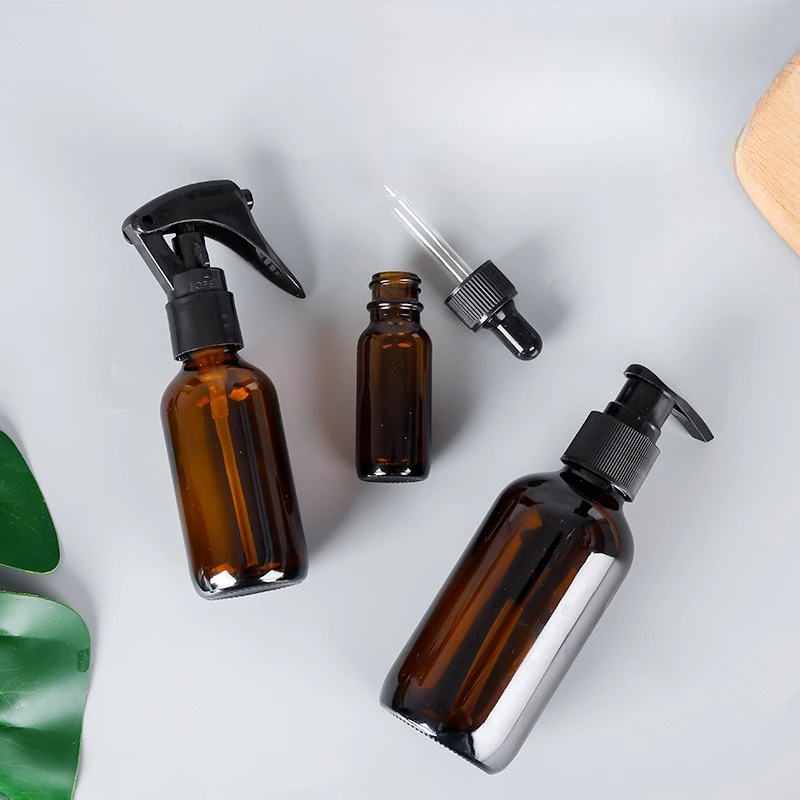 Amber Glass Spray Bottles for Essential Oils, 30/60/120ml Empty Small Fine Mist Spray Bottle 2 Pack