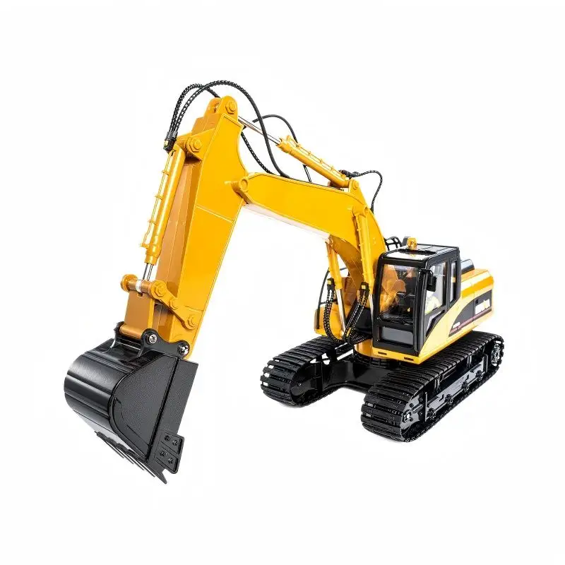 HobbyToki 1/14 RC Alloy Excavator Toy Simulation Model 680° Rotation 15CH Engineering Vehicle Construction Man Toys HUINA 1535