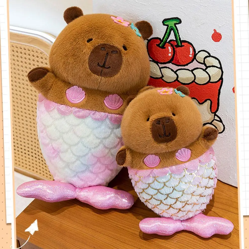 35/50cm Cute Mermaid Capybara Plush Toy Creative Capybara Pillow Cushion Birthday Gift Trendy Ornaments Decoration Soft Doll