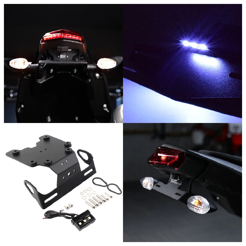 Fits for Yamaha TENERE 700 Rally XTZ700 T700 XTZ690 2019-2024 Motorcycle License Plate Holder Tail LED Light Replacement Bracket