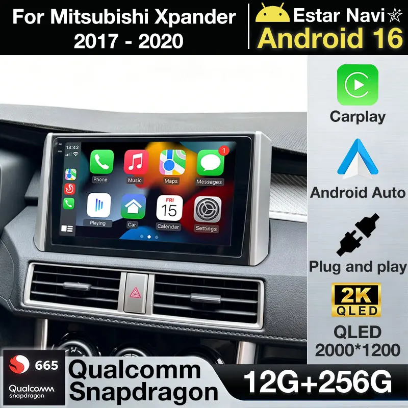 Android 16 Car Radio For Mitsubishi Xpander 2017 - 2020 GPS Multimedia Player Navi Head Unit Stereo Wireless Carplay QLED DSP BT