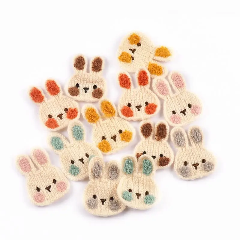 

10 шт. 36x47 мм разноцветная аппликация с мультяшным кроликом для одежды, головные уборы, сделай сам, декоративные швейные аксессуары без резинки CP4170