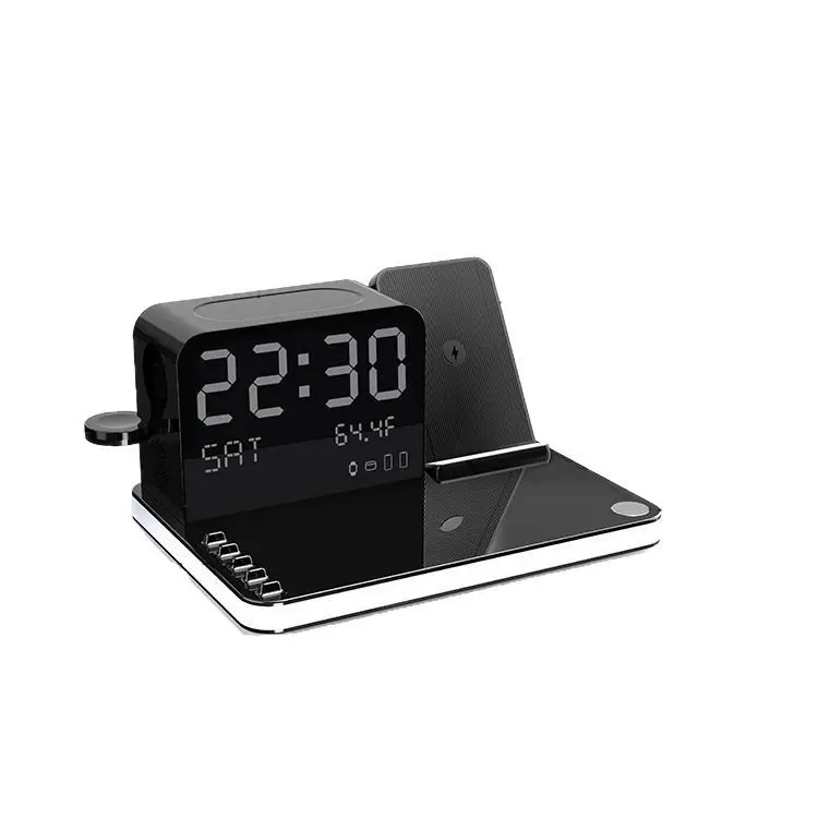 

Multifunctional wireless charger, clock display, touch night light, mobile phone 7-in-1 wireless charging seat