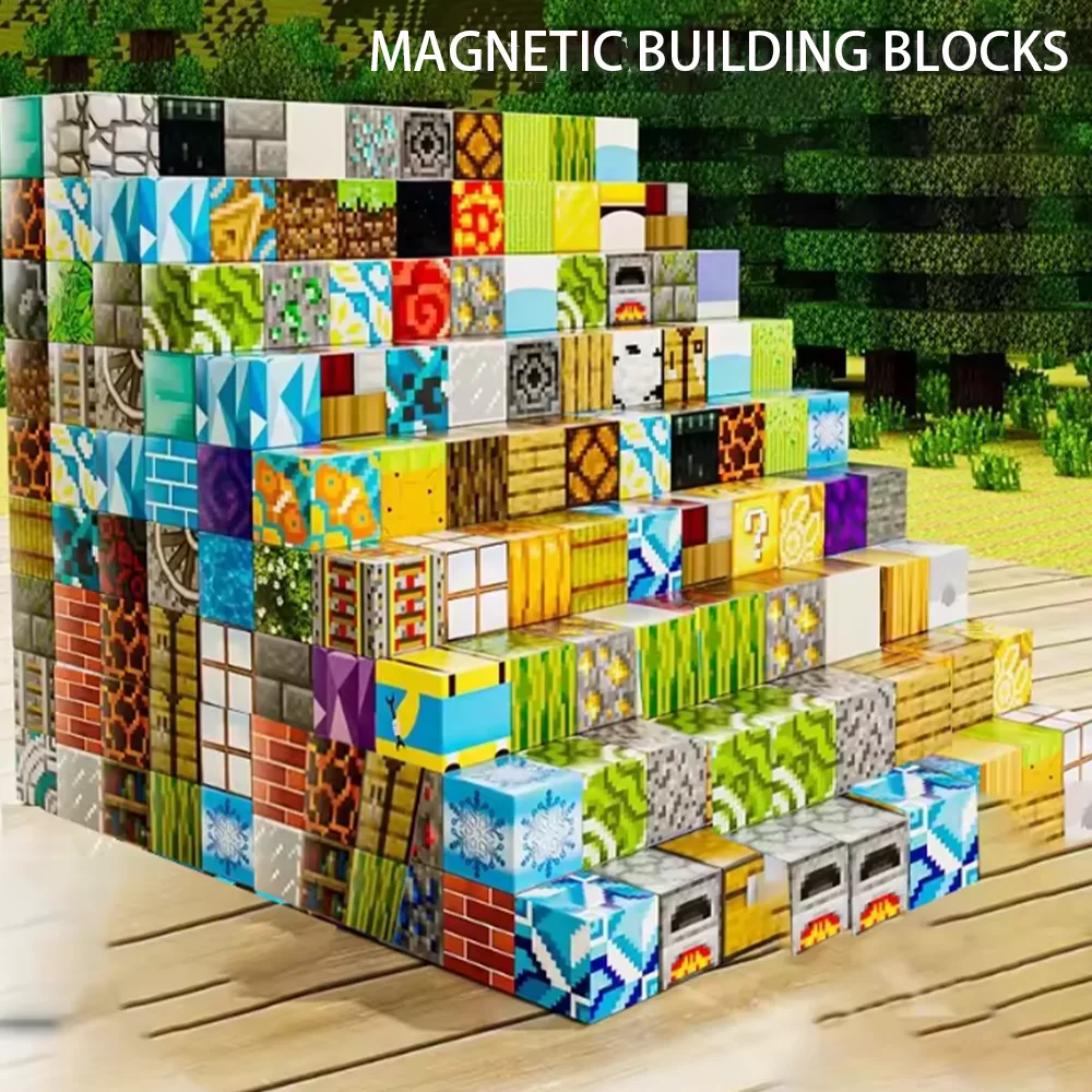 54 randomly patterned magnetic building blocks