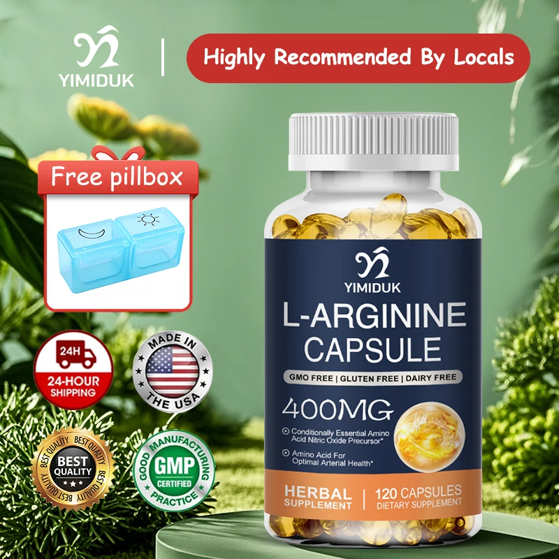 

Yimiduk Pure L-Arginine Capsules, Support Boost Endurance & Strength, Muscle & Vascular Growth, Increased Energy, Men Health