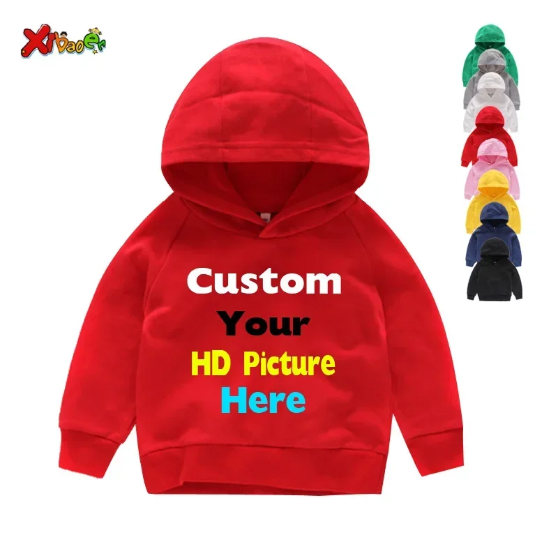 Your Own Design Custom Hoodies Children\'s Sweatshirts Red Cotton 2T-8T Cotton Boys Girls Hoodies 3 4 5 6 7 8 Years Sweatshirts