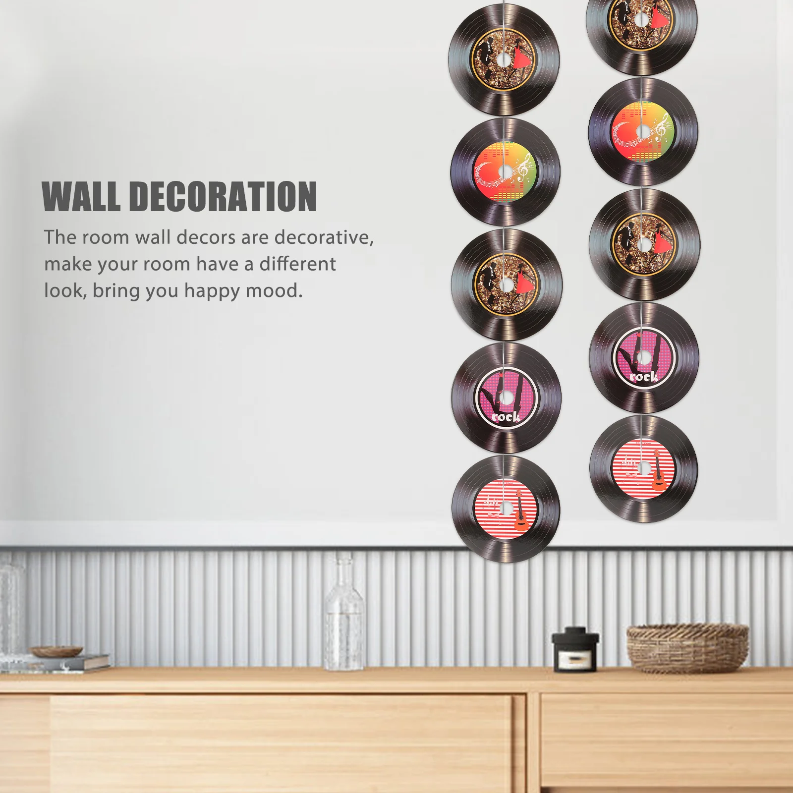 

16pcs Black Vinyl Record Wall Decor Retro Aesthetic Room Decoration Lightweight Paper Material For Living Room Bedroom Studio