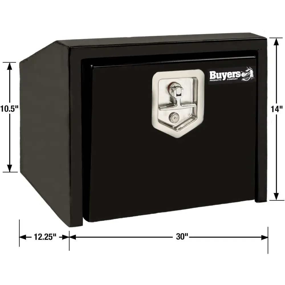 1703355 Steel Slanted Back Underbody Truck Box, 14/10.5 x 12 x 30 Inches, Lockable, Storage Organizer, Made in USA, Black