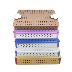 Sterilization Tray Case Single Layer Sterilising Box with Silicone Pad Aluminium Alloy