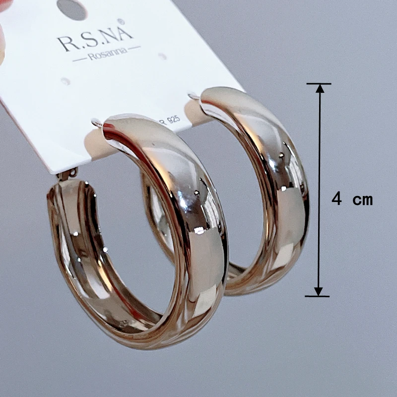 Elegant Retro Thick Round Circle Earrings for Women Simple Metal Wide Big Hoop Earrings Wedding Engagement Aesthetic Jewelry