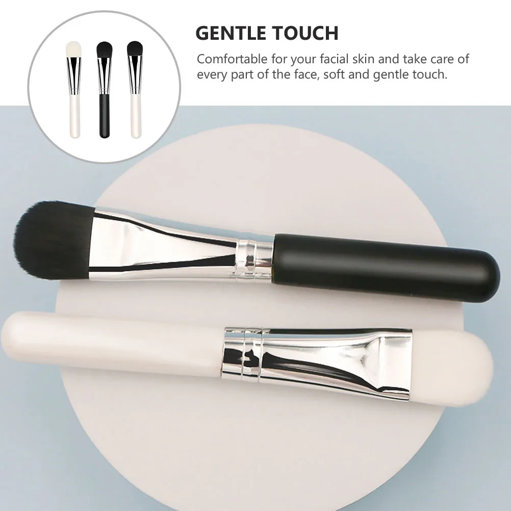 3pcs แปรงพอกหน้า Soft Fiber Applicator เครื่องมือล้างทําความสะอาดได้สําหรับเจลครีมหน้ากากแต่งหน้าเครื่องมือความงาม Skincare Aid