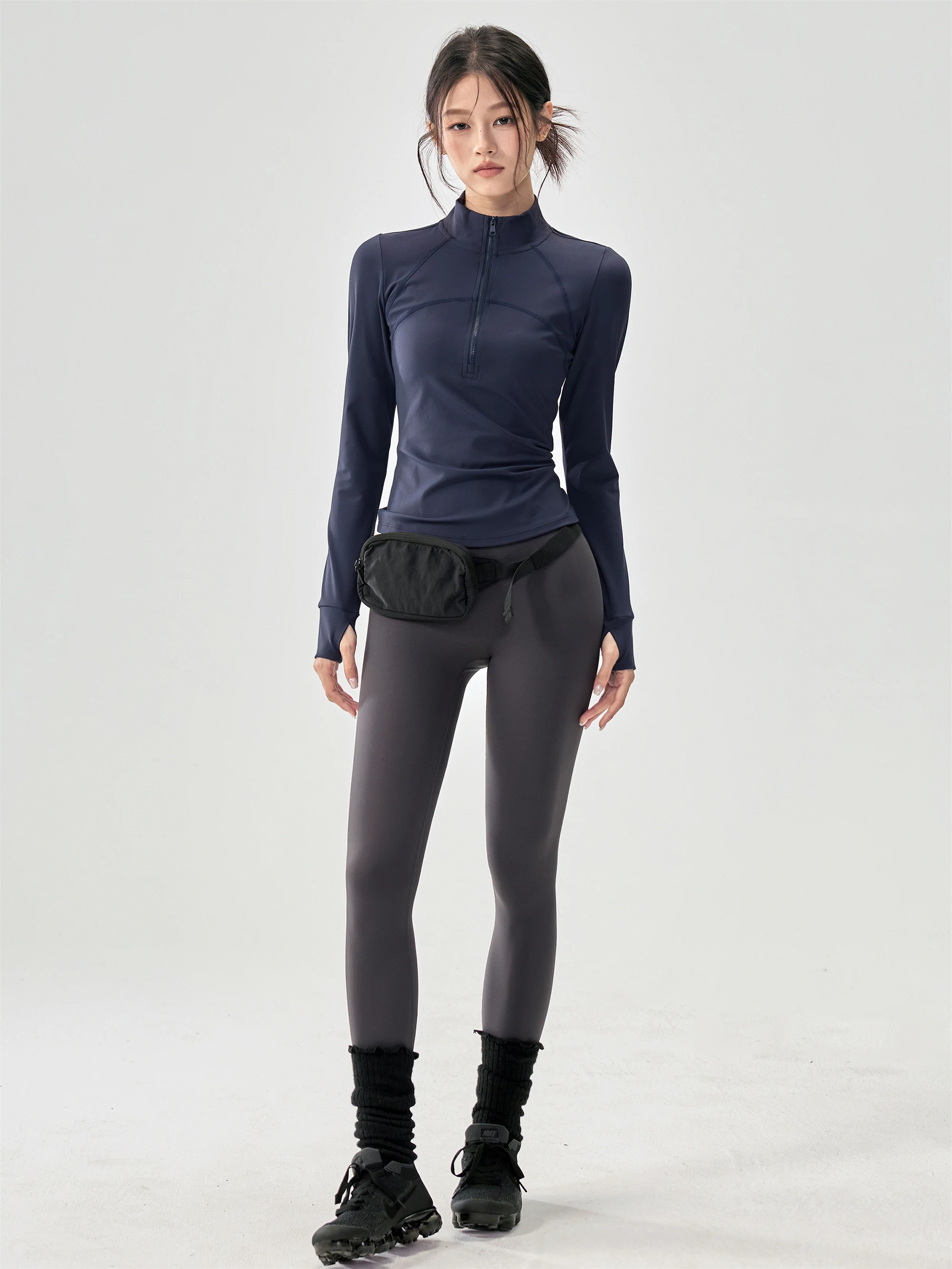 

Fce Lined Yoga Outfit Set Women's Tight Slimming Sport Long Sve T-irt Top Pilates Training Fitn Pants