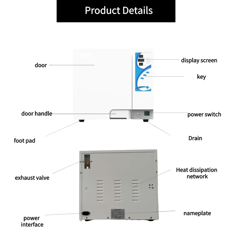 Autoclave dental de alto grau, instrumentos cirúrgicos médicos, esterilizador oftálmico autoclave, 23L