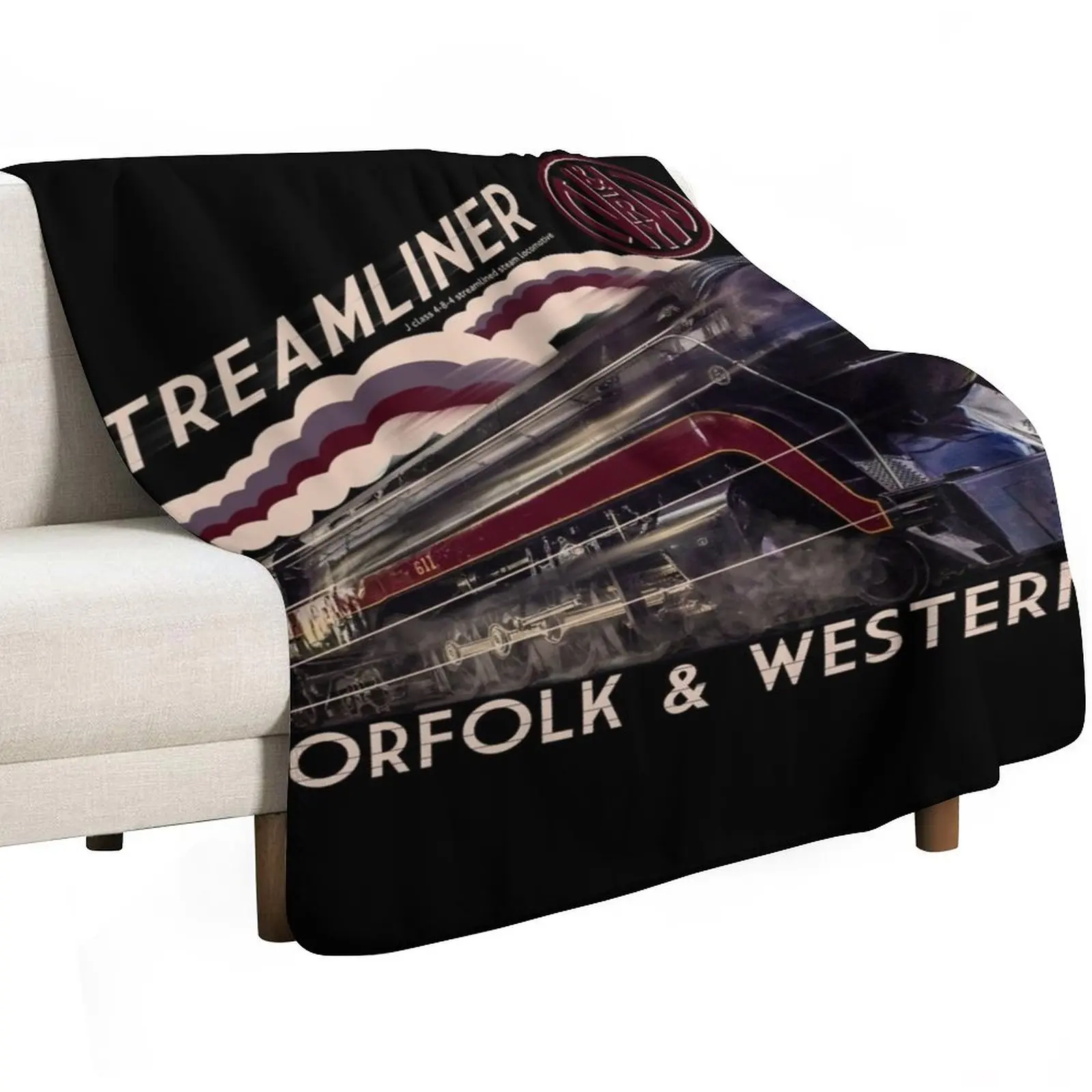 The Gorgeous Norfolk and Western Streamliner Steam Train Locomotive Engine Throw Blanket Custom Multi-Purpose sofa bed Blankets