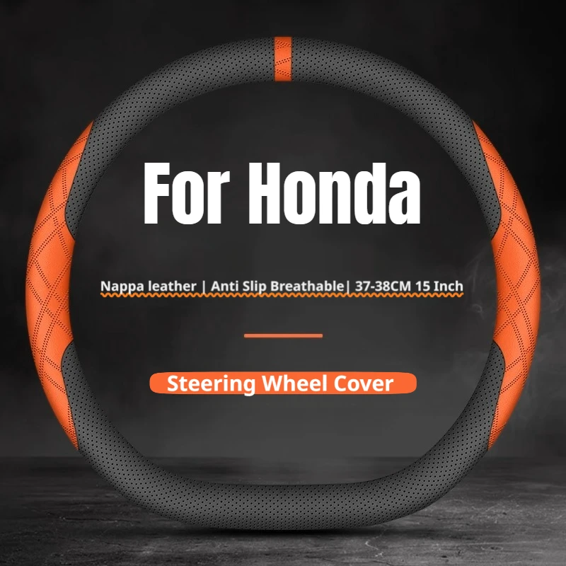 Two‑Tone Color Car Steering Wheel Cover Leather For Honda Accord CR‑V Pilot HR‑V Passport Civic Odyssey Integra Car Accessories
