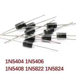 50Pcs 1N5822 Schottky Diode 5822 1N5404 1N5406 1N5408 1N5824  Rectifier Switching Diodes DO-27 Package 30V-1KV 3A-5A