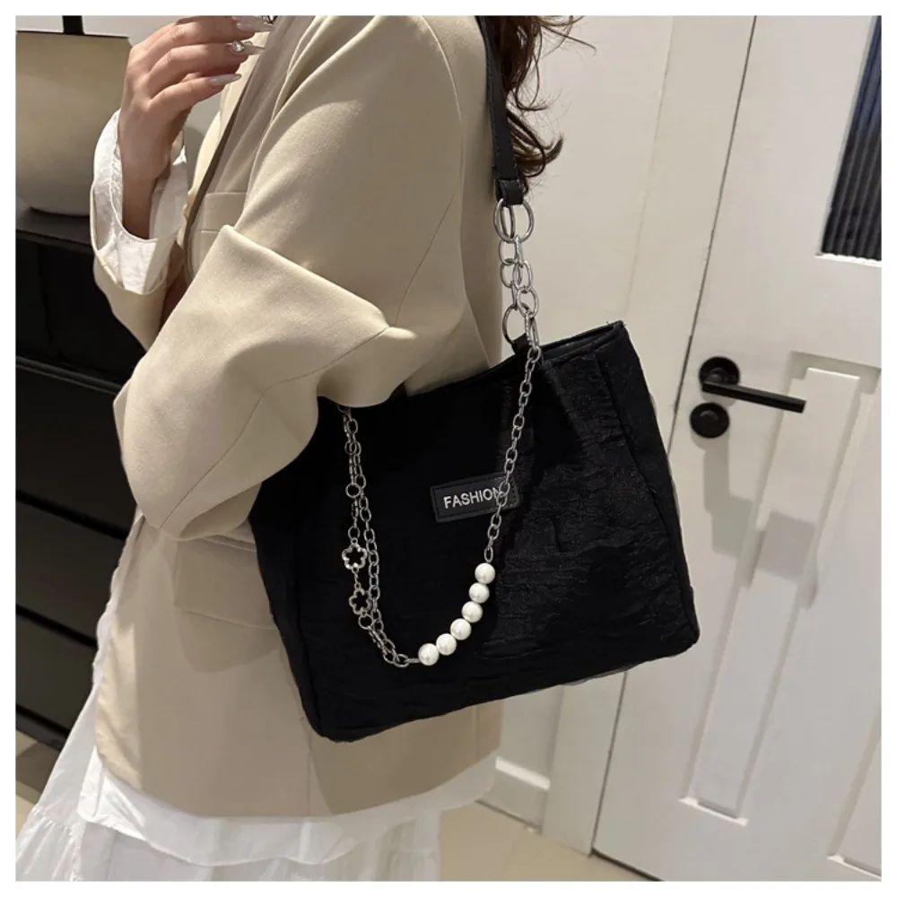 Fashion Korean Pearl Handbag Temperament Popular Messenger Bag Trendy High Capacity Cosmetic Bag Women