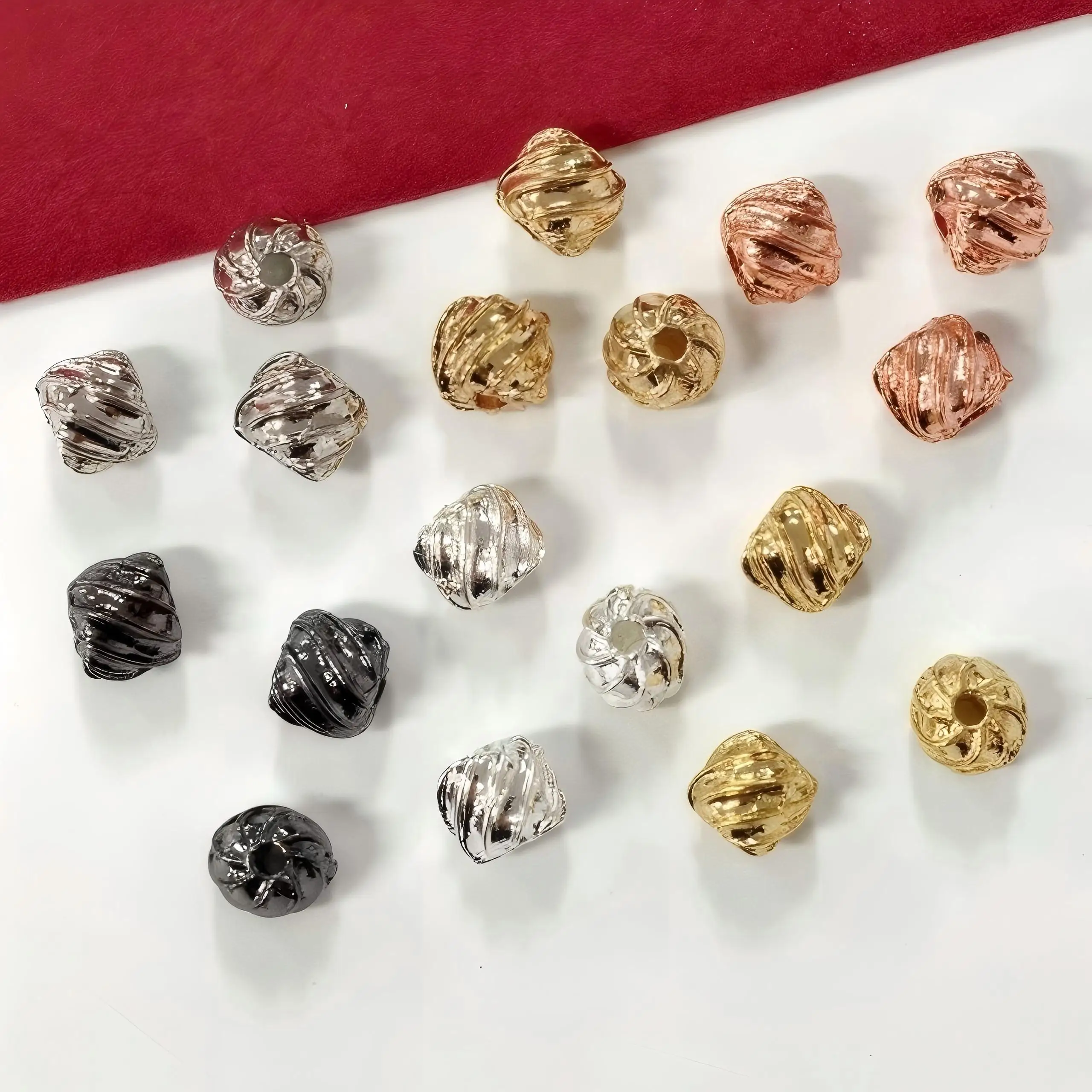 

15pcs Copper Gold-plated Twisted Striped Spacer Beads DIY Pearl Bracelet Necklace Accessories Jewelry Making Materials Wholesale