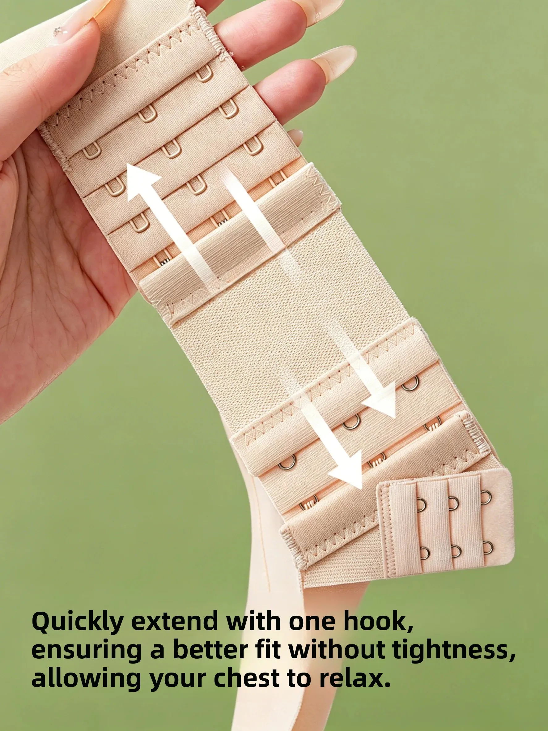 Women's Extended Wide Bra Buckle Elastic Three Row Hook Back Strap Underwear Fastener Adjustable Shoulder Strap Extension Clip
