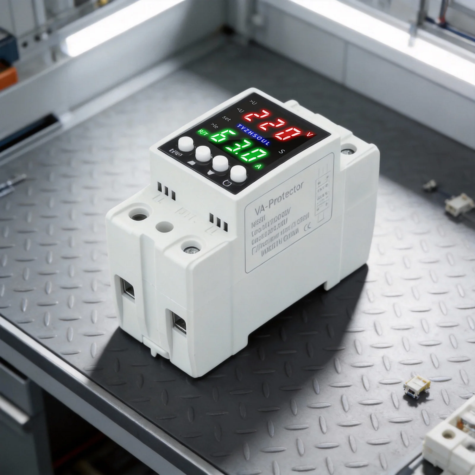 Dual Display LCD Voltage Protector with Smart Current Control and Automatic Disconnect Function for Electrical System Safety