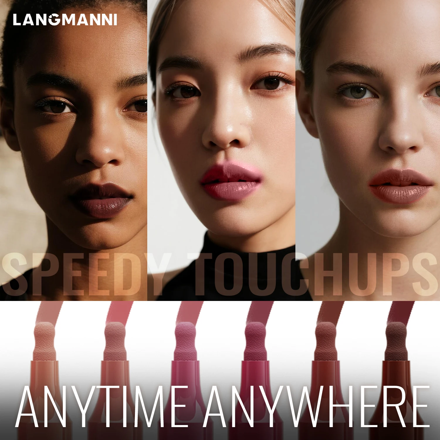 LANGMANNI  Six-color matte velvet liquid lip liner pen for lip line definition, lip shape correction, and lip tinting