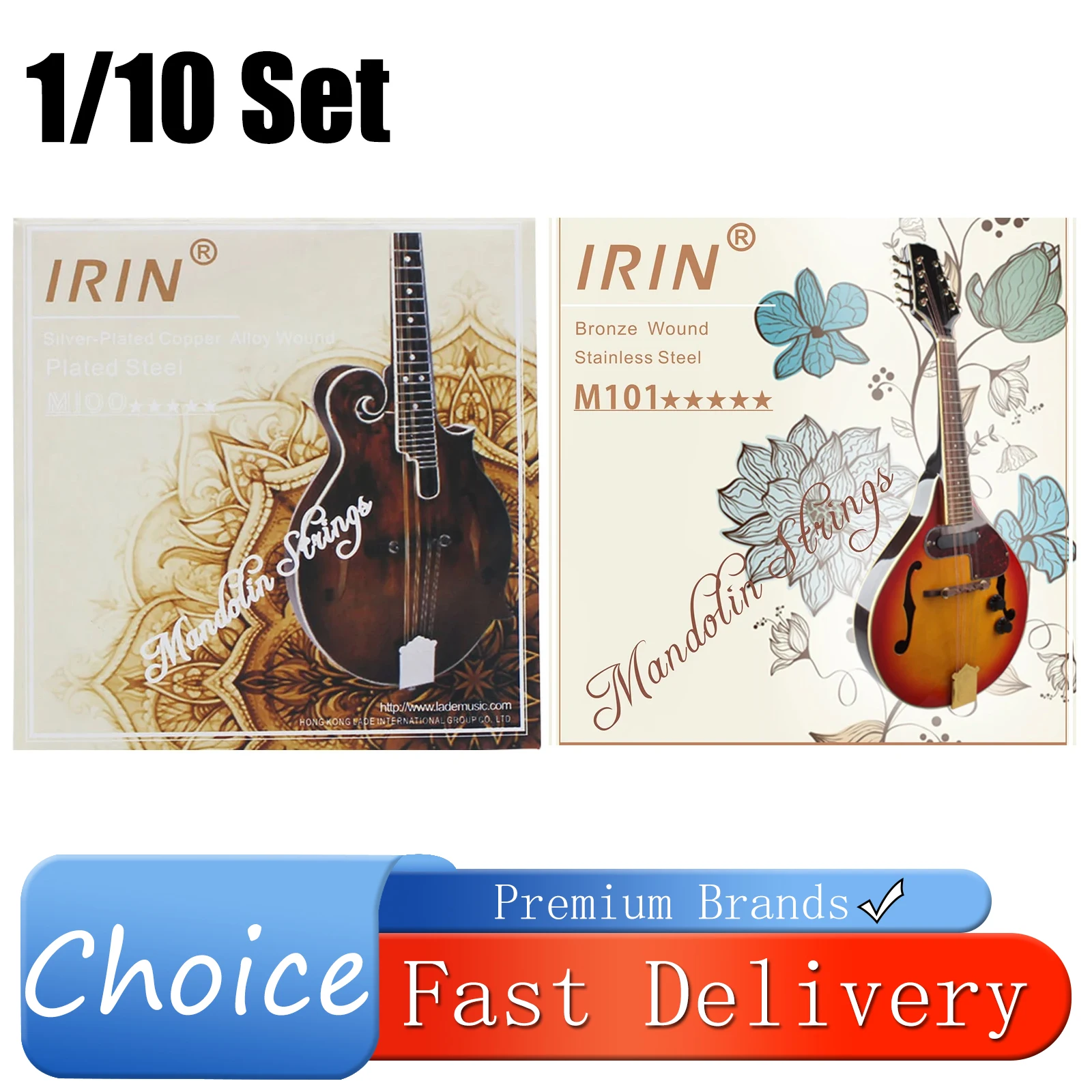 1/10 Pcs IRIN 8 String Mandolin Strings Set Plated Steel Silver-Plated Copper Alloy Wound Strings Professional Mandolin Parts