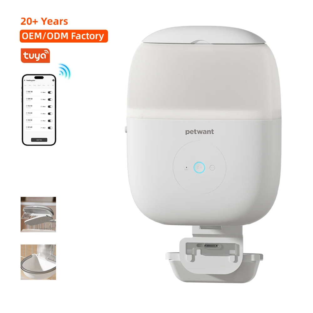 Petwant OEM ODM 1.8L Suspended Cage Small Animals Feeders 1080P Camera Motion Detection Auto Pet Rabbit Feeder Station
