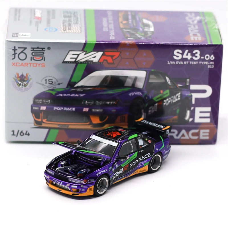 Xcartoys x POP RACE 1:64 EVA RT TEST TYPE-01-PANDEM S13/SKYLINE R33/R32/SINGER 964 Targa/GT500 SHELBY Die-Cast Car Models Gifts