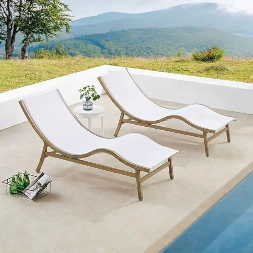 

Patio Chaise Lounge Chair Set of 2, Patio Sun Lounger for Poolside, Balcony, Garden