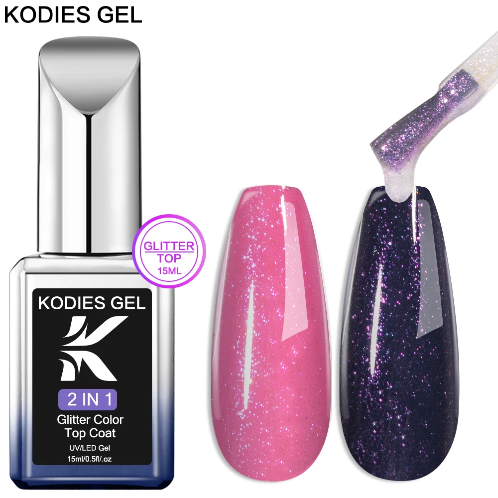 

KODIES GEL Aurora Top Coat UV Gel Nail Polish 15ML Flash Chrome Pigment Nail Art Finish Topcoat Semi Permanent Glitter Gellak