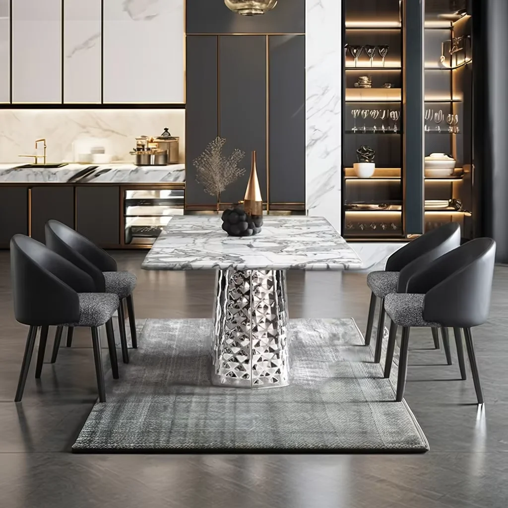 

Dining Room Set Modern Style Table with Induction 6 Seater Dining Table and Chairs China Made Dining Table Set 2 Chairs