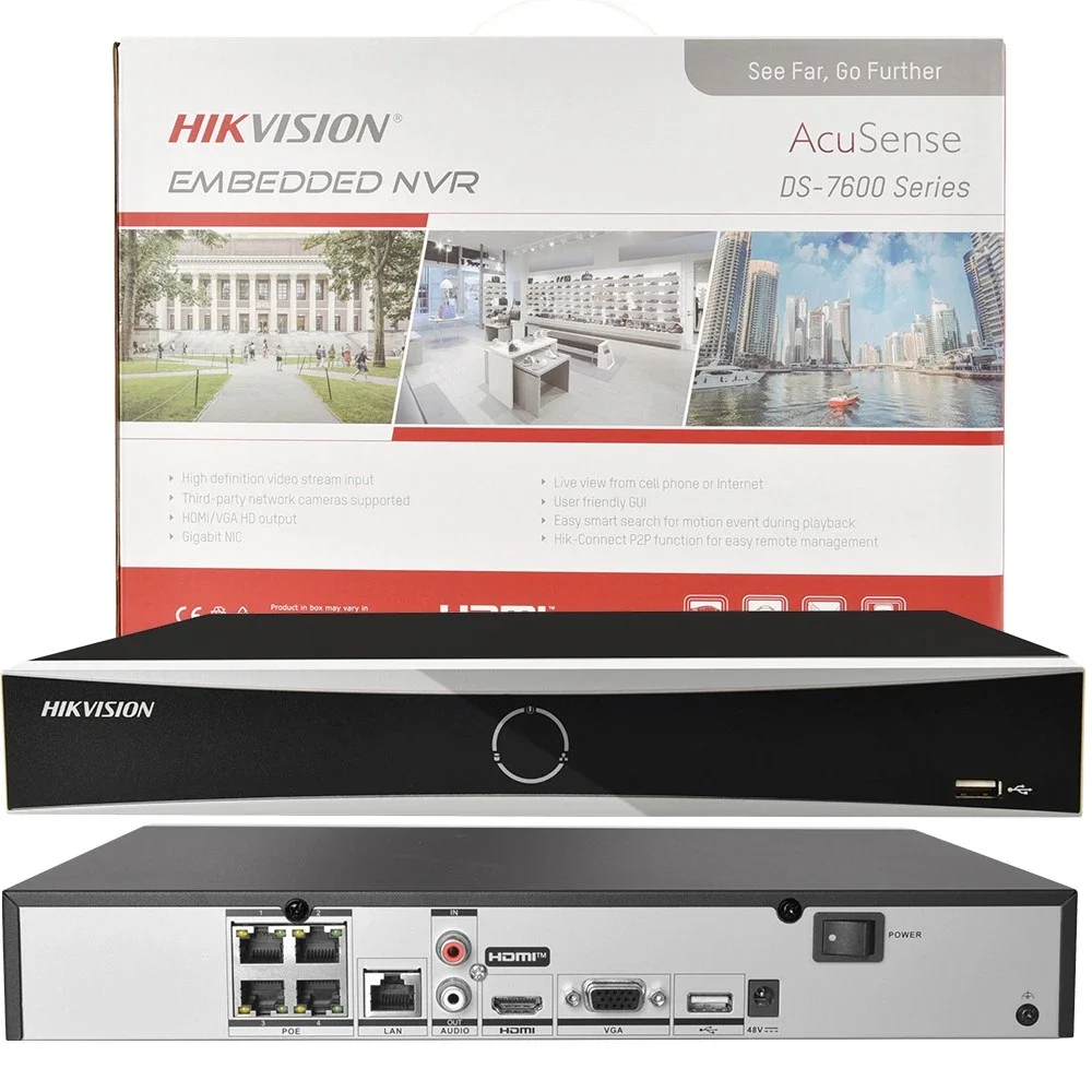 Hikvision 4CH POE ONVIF NVR Video Recorder H.265+CCTV System Network P2P Surveillance Face detection For HD 8MP 5MP IP Camera