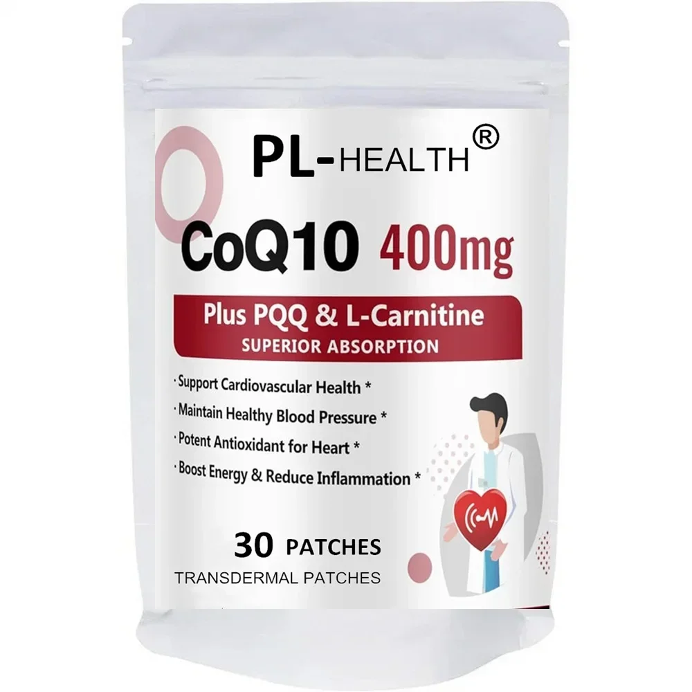 30 Patches CoQ10 Transdermal Patches with PQQ, Supports Heart, Brain, Immune System, Energy