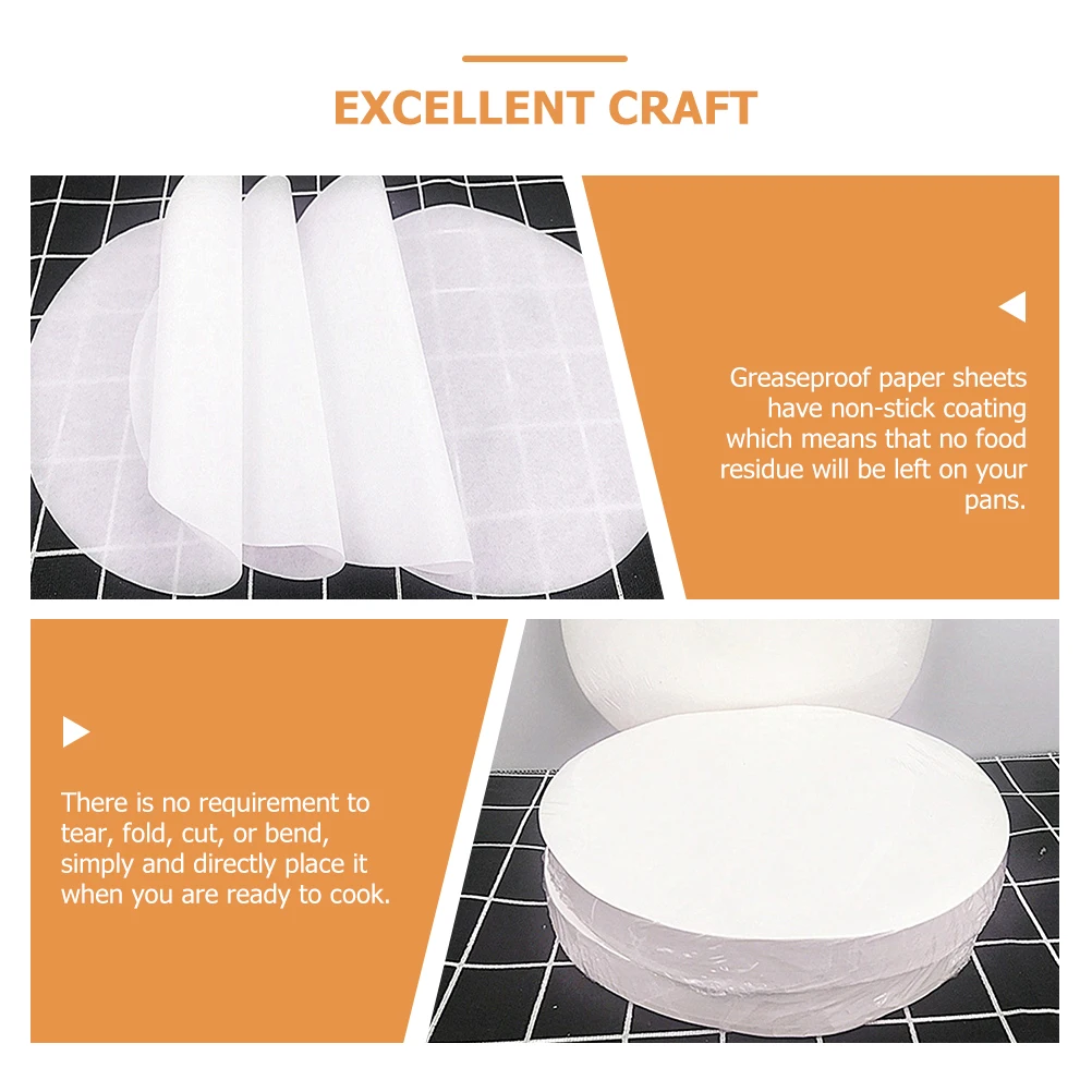 

500 Sheets Greaseproof Paper Air Fryer Parchment Baking Liners Circle Rounds Cooking Bakery