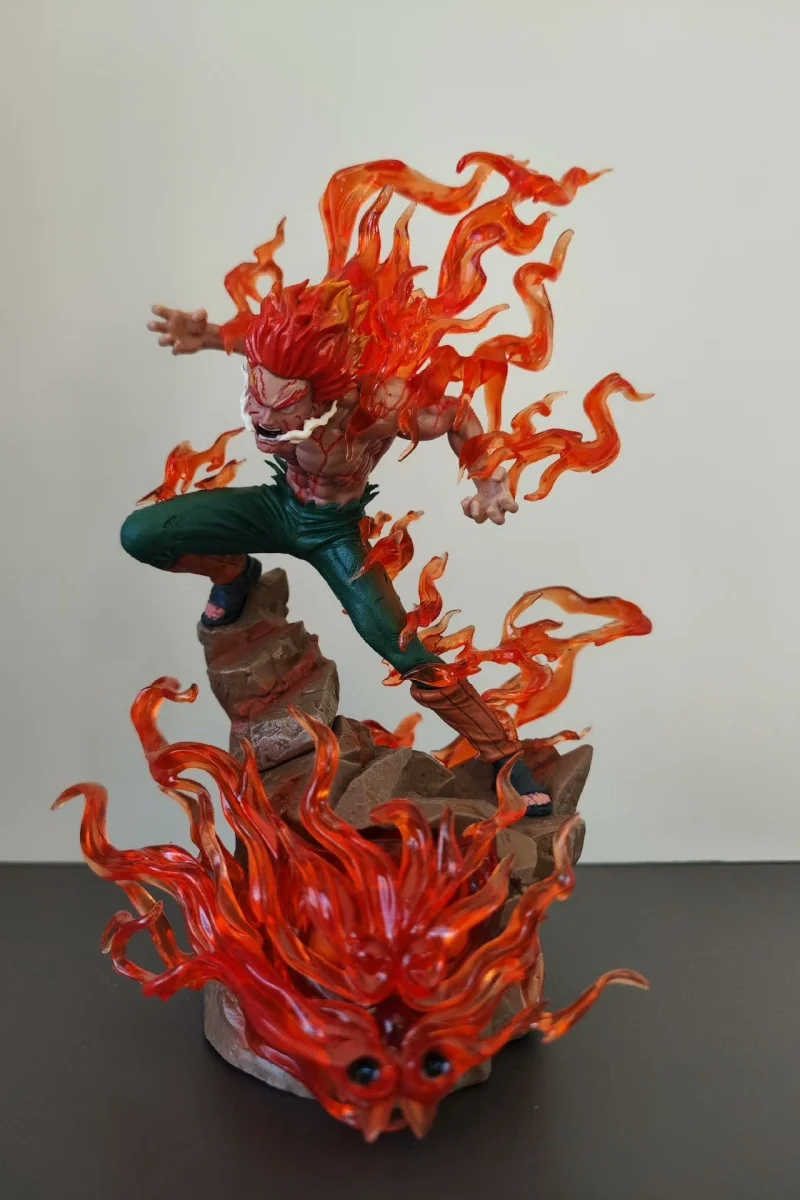 26cm PVC Naruto Might Guy Figurka Anime Model Zabawka Trzy prędkości Zmienny kolor Efekt świetlny Figurka akcji Kolekcja lalek