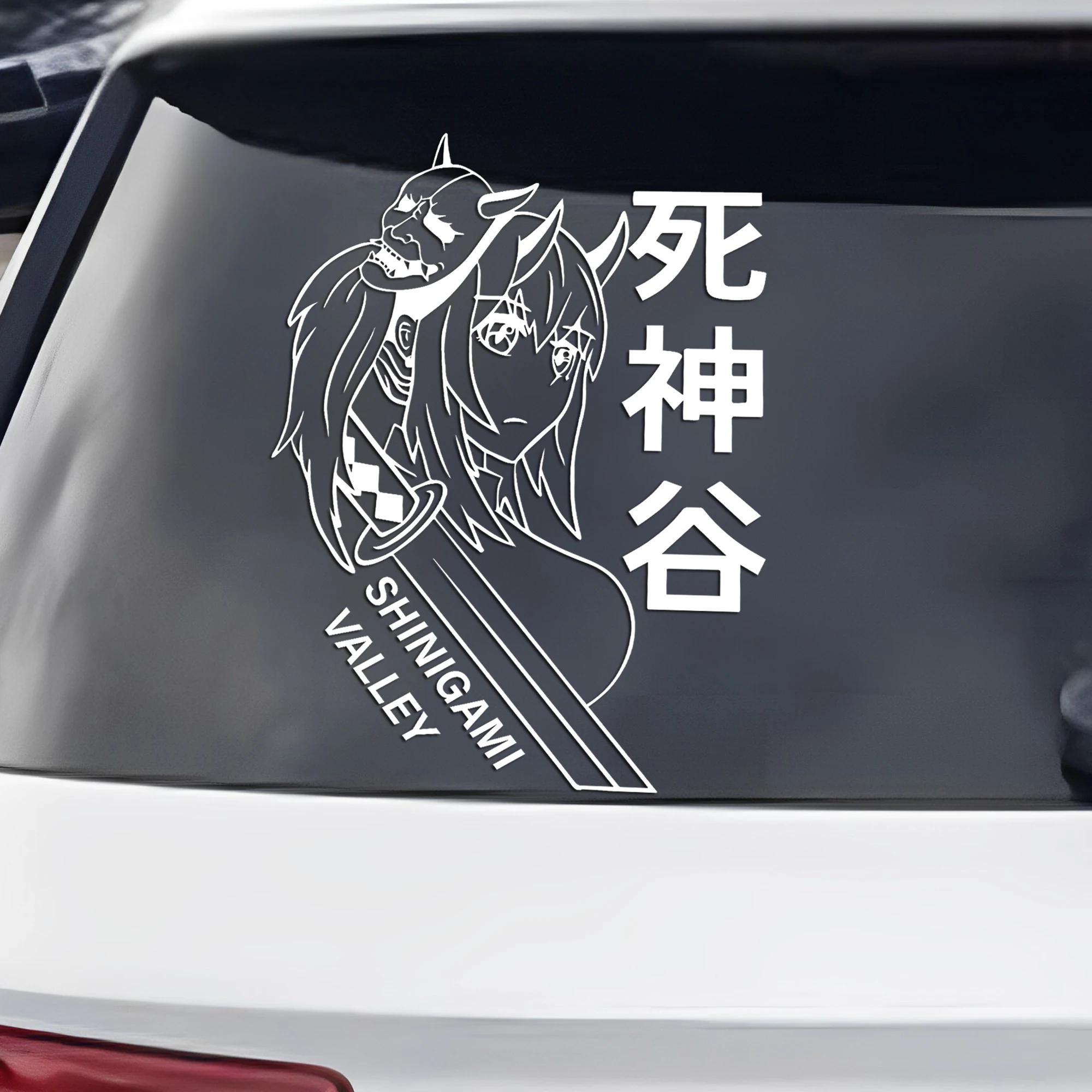 Car StickersJapanese Anime Girl Mask Shinigami Valley PVC Sticker Car Accessories Tuning Windscreen Decoration Decals Waterproof