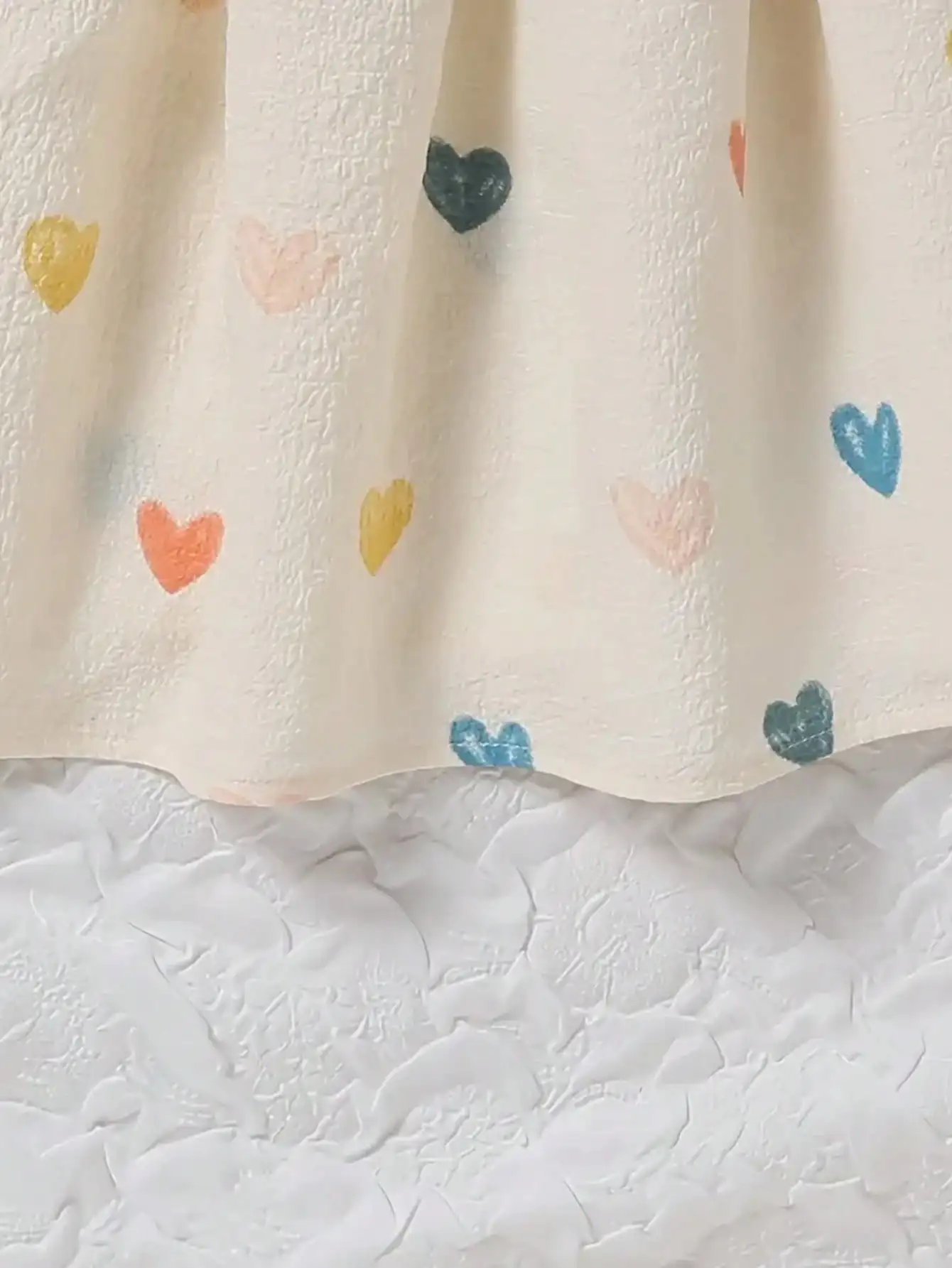 Ärmelloses Rüschenkleid für Kinder mit Herzmuster, Taillenschliff und Schleife, langer Rock, Rundhalsausschnitt – Detail 8