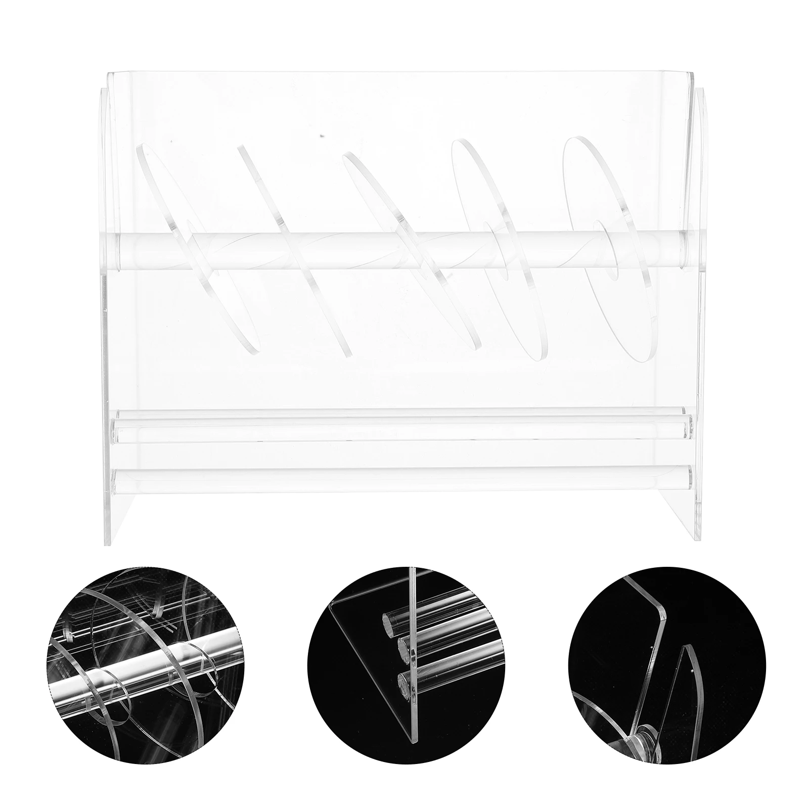 

Tag Sticker Dispenser Craft Holder Manual Stand for Office Acrylic Organizer Adjustable Multi-roll Desktop