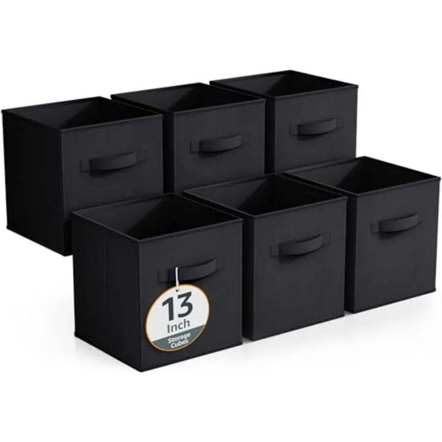 

Fabric Storage Cubes - 6 Foldable Storage Bs for Organizg Pantry, Cubbies, Toy Box - Clothes Storage and Closet Organizer - Col