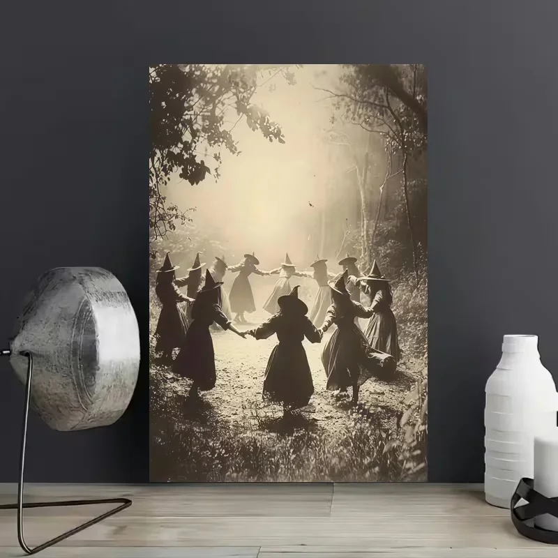 2D Flat, 1pc Frameless Canvas, Salem Witch, Poster, Wall Decor for Living Room, Bedroom, Office, Dining Room, Bar, Artwork, Perf