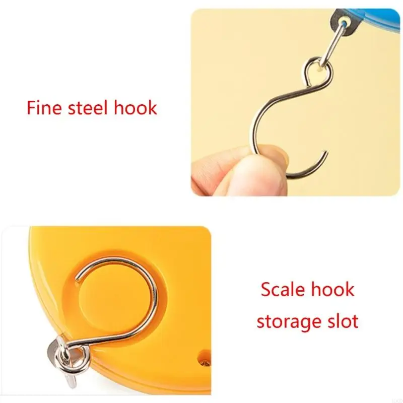 400D Portable Mini Pointers Hook Spring Hanging Scale 10kg Weighing Scales for Fishing Pocket Luggages Blue/Yellow