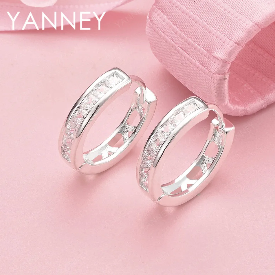 

Изысканные мини-серьги-кольца из стерлингового серебра 925 пробы с цирконом для женщин - модный подарок на помолвку