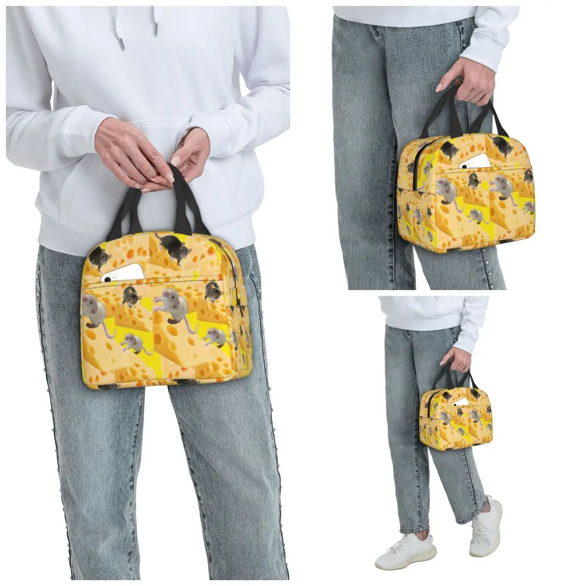 Rats Mouse Animal Cheese Insulated Lunch Bag for Women Office Cooler Thermal Food Box Tote Leakproof Lunch Boxes Container