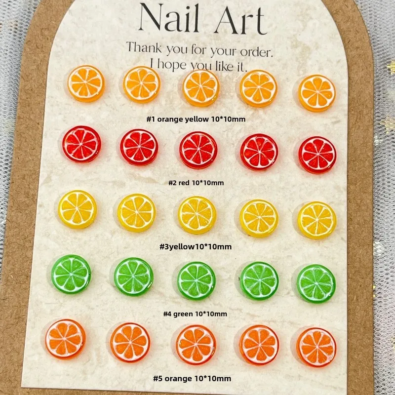 20pcs 3D Mini Simulated Food Lemon Orange Slices Nail Charms Resin Ddecoration Press On Nail Art Accessories Wholesale