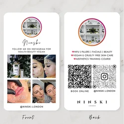 Custom Social Media Business Cards  Instagram Photo Pink Credit Calling Card Personalized Thank You Card With Logo and QR Code