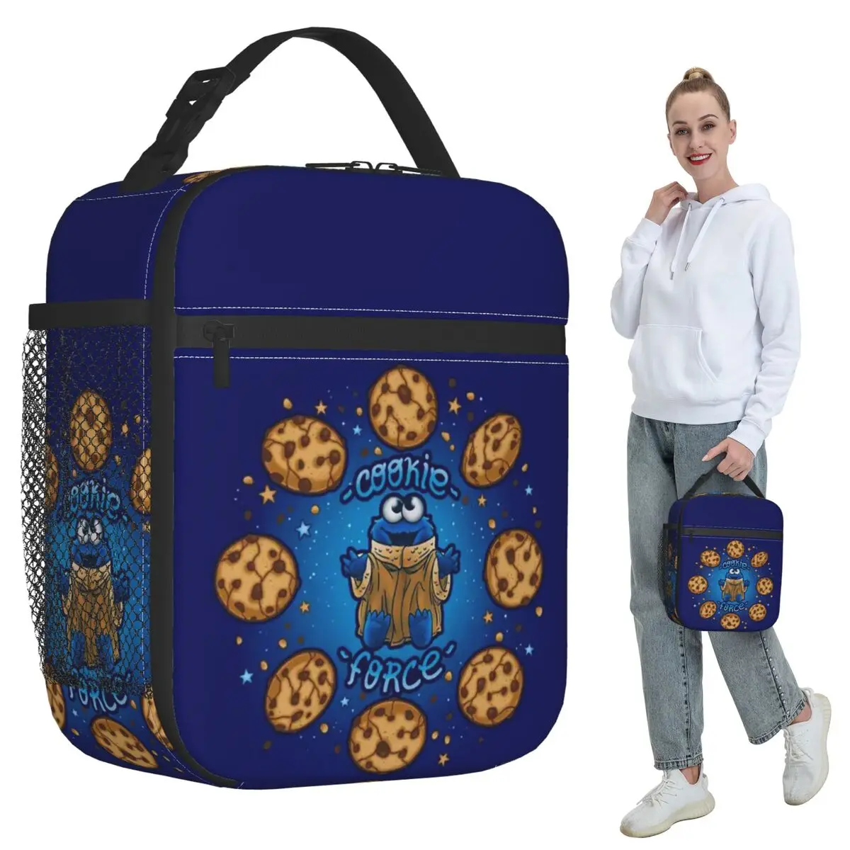

Cookie Monster Anime Cartoon Insulated Lunch Bag for Kids School Cooler Thermal Food Box Tote Portable Lunch Boxes Container