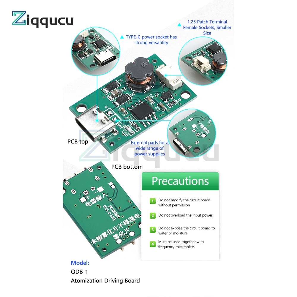 Dc5V Usb Ultrasonic Spray Humidifier Atomizer Drive Module Ultrasonic Humidifier Diy Package Type-c Usb Interface