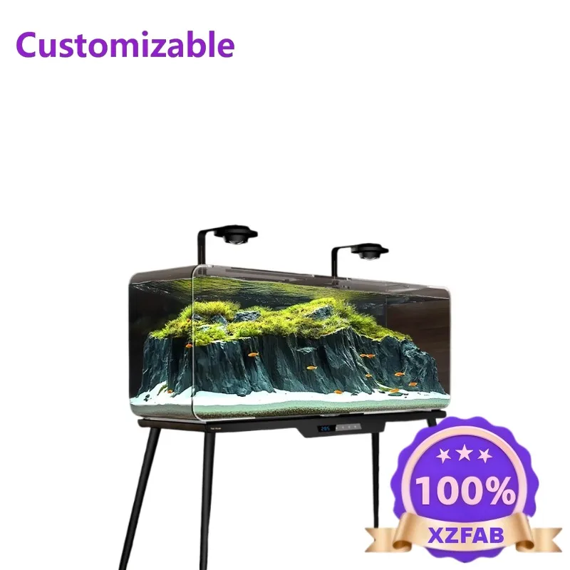 Factory Direct 2026 The living room of the stream fish tank uses a medium and large back overflow goldfish tank to create a crea